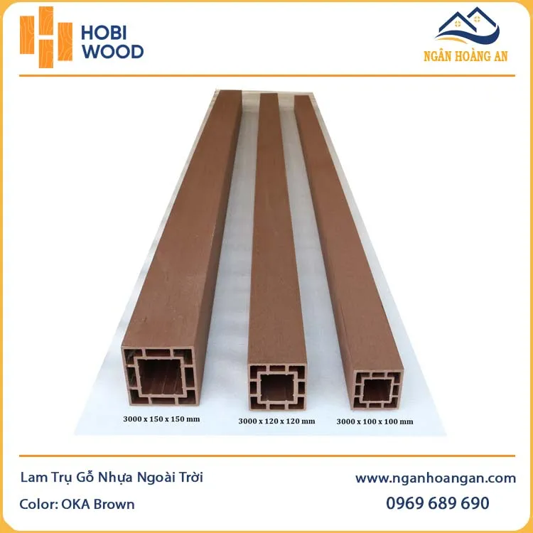 Lam Trụ Pergola Gỗ Nhựa Ngoài Trời Hobiwood HB150C150 Oka Brown